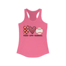 Load image into Gallery viewer, Peace Love Baseball - Women&#39;s Ideal Racerback Tank
