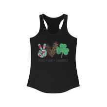 Load image into Gallery viewer, Peace Love Shamrock - Women&#39;s Ideal Racerback Tank
