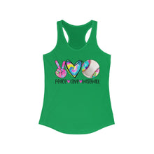 Load image into Gallery viewer, Peace Love Baseball - Women&#39;s Ideal Racerback Tank

