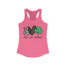 Load image into Gallery viewer, Peace Love Shamrock - Women&#39;s Ideal Racerback Tank
