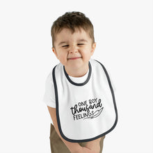 Load image into Gallery viewer, One boy thousand feelings Baby Contrast Trim Jersey Bib

