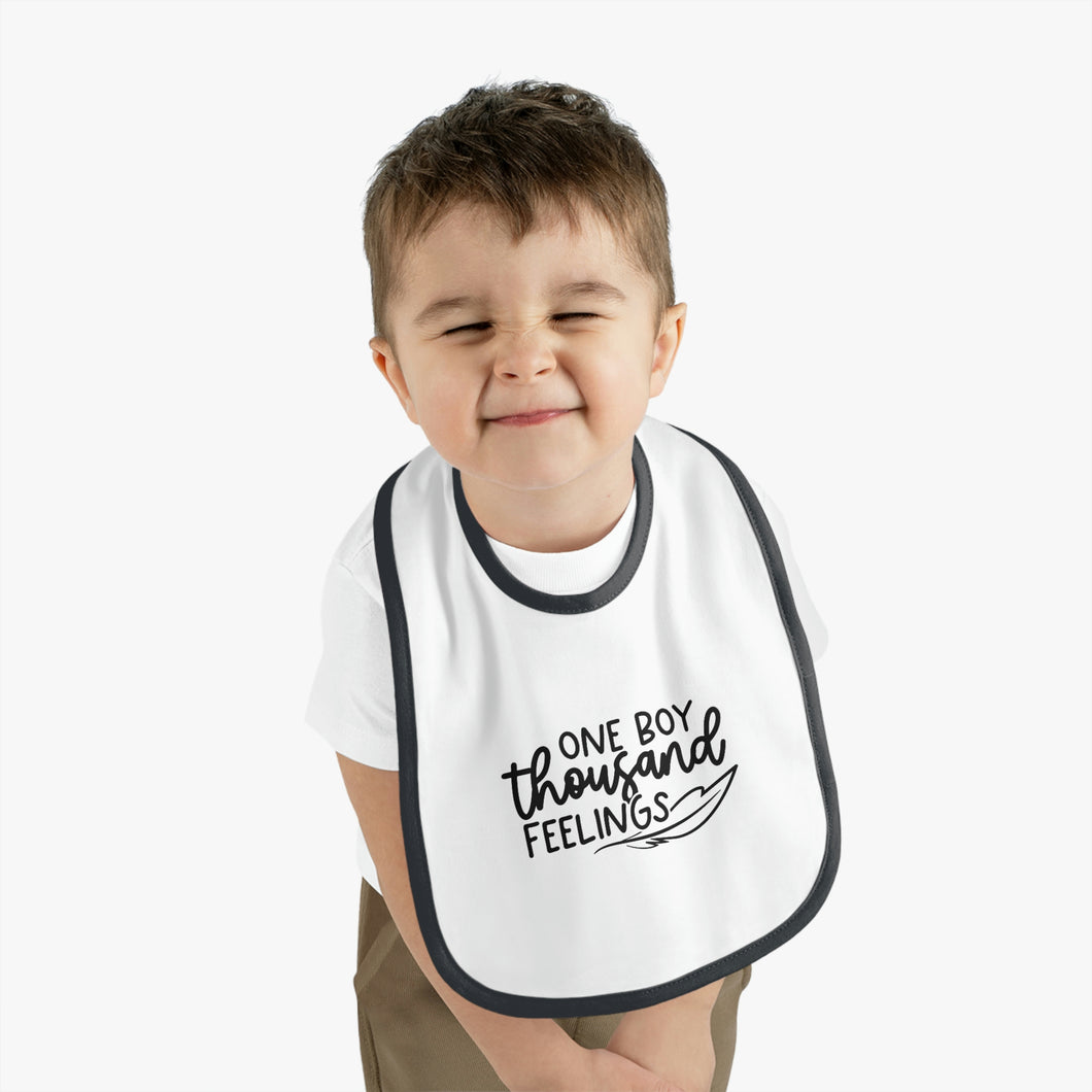 One boy thousand feelings Baby Contrast Trim Jersey Bib