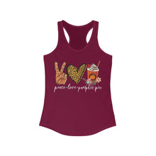 Load image into Gallery viewer, Peace Love Pumpkin Spice - Women&#39;s Ideal Racerback Tank
