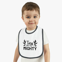 Load image into Gallery viewer, Tiny but mighty Baby Contrast Trim Jersey Bib
