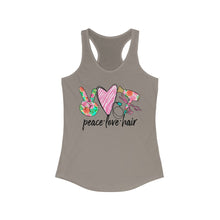 Load image into Gallery viewer, Peace Love Hair (w/Pink Heart) - Women&#39;s Ideal Racerback Tank
