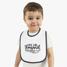 Load image into Gallery viewer, One Girl thousand feelings Baby Contrast Trim Jersey Bib
