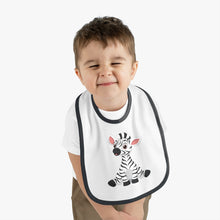 Load image into Gallery viewer, Baby Contrast Trim Jersey Bib Zebra
