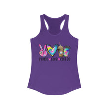 Load image into Gallery viewer, Peace Love Coffee - Women&#39;s Ideal Racerback Tank
