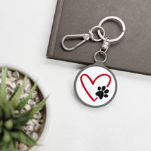 Load image into Gallery viewer, Heart With Paw Print Key Ring
