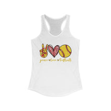 Load image into Gallery viewer, Peace Love Softball - Women&#39;s Ideal Racerback Tank
