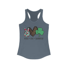 Load image into Gallery viewer, Peace Love Shamrock - Women&#39;s Ideal Racerback Tank
