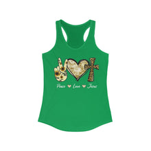 Load image into Gallery viewer, Peace Love Jesus - Women&#39;s Ideal Racerback Tank
