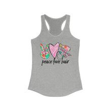 Load image into Gallery viewer, Peace Love Hair (w/Pink Heart) - Women&#39;s Ideal Racerback Tank
