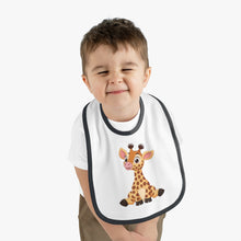 Load image into Gallery viewer, Baby Contrast Trim Jersey Bib Giraffe
