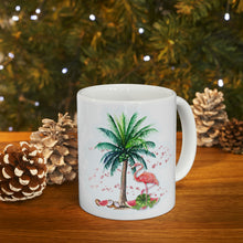 Load image into Gallery viewer, Flamingo and Palm Tree Ceramic Mug 11oz
