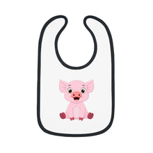 Load image into Gallery viewer, Baby Contrast Trim Jersey Bib Pig
