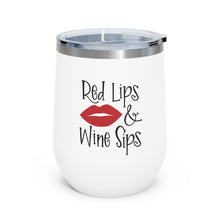 Load image into Gallery viewer, Red Lips And Wine Sips 12oz Insulated Wine Tumbler
