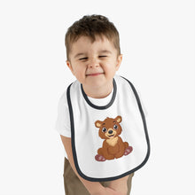 Load image into Gallery viewer, Baby Contrast Trim Jersey Bib Bear
