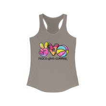 Load image into Gallery viewer, Peace Love Summer (w/Beach Ball)  - Women&#39;s Ideal Racerback Tank
