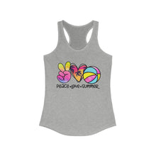 Load image into Gallery viewer, Peace Love Summer (w/Beach Ball)  - Women&#39;s Ideal Racerback Tank
