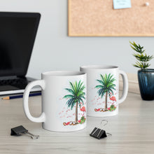 Load image into Gallery viewer, Flamingo and Palm Tree Ceramic Mug 11oz
