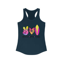 Load image into Gallery viewer, Peace Love Surf - Women&#39;s Ideal Racerback Tank
