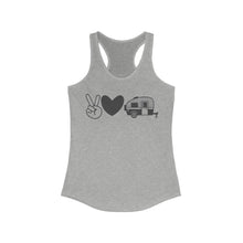 Load image into Gallery viewer, Peace Love Camping - Women&#39;s Ideal Racerback Tank
