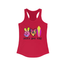 Load image into Gallery viewer, Peace Love Surf - Women&#39;s Ideal Racerback Tank
