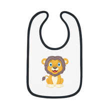 Load image into Gallery viewer, Baby Contrast Trim Jersey Bib Lion
