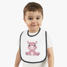 Load image into Gallery viewer, Baby Contrast Trim Jersey Bib Hippo
