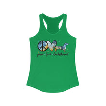 Load image into Gallery viewer, Peace Love Dachshund - Women&#39;s Ideal Racerback Tank
