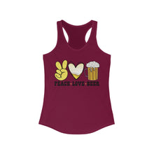 Load image into Gallery viewer, Peace Love Beer - Women&#39;s Ideal Racerback Tank
