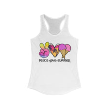 Load image into Gallery viewer, Peace Love Summer (w/Ice Cream Cones) - Women&#39;s Ideal Racerback Tank
