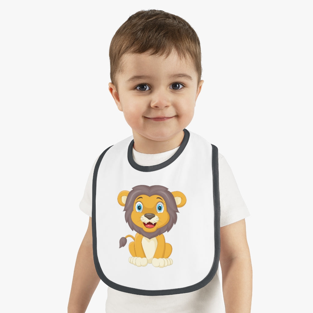 Baby Contrast Trim Jersey Bib Lion