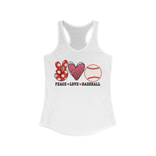 Load image into Gallery viewer, Peace Love Baseball - Women&#39;s Ideal Racerback Tank
