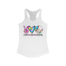 Load image into Gallery viewer, Peace Love Baseball - Women&#39;s Ideal Racerback Tank
