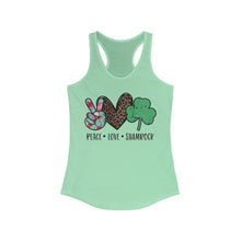 Load image into Gallery viewer, Peace Love Shamrock - Women&#39;s Ideal Racerback Tank
