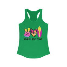 Load image into Gallery viewer, Peace Love Surf - Women&#39;s Ideal Racerback Tank
