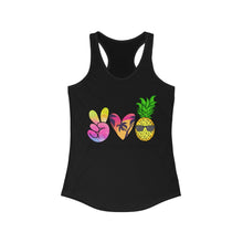 Load image into Gallery viewer, Peace Love Summer (w/Pineapple) - Women&#39;s Ideal Racerback Tank
