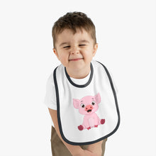 Load image into Gallery viewer, Baby Contrast Trim Jersey Bib Pig
