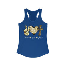 Load image into Gallery viewer, Peace Love Jesus - Women&#39;s Ideal Racerback Tank
