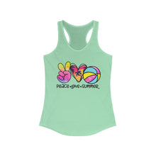 Load image into Gallery viewer, Peace Love Summer (w/Beach Ball)  - Women&#39;s Ideal Racerback Tank
