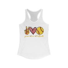 Load image into Gallery viewer, Peace Love Softball - Women&#39;s Ideal Racerback Tank
