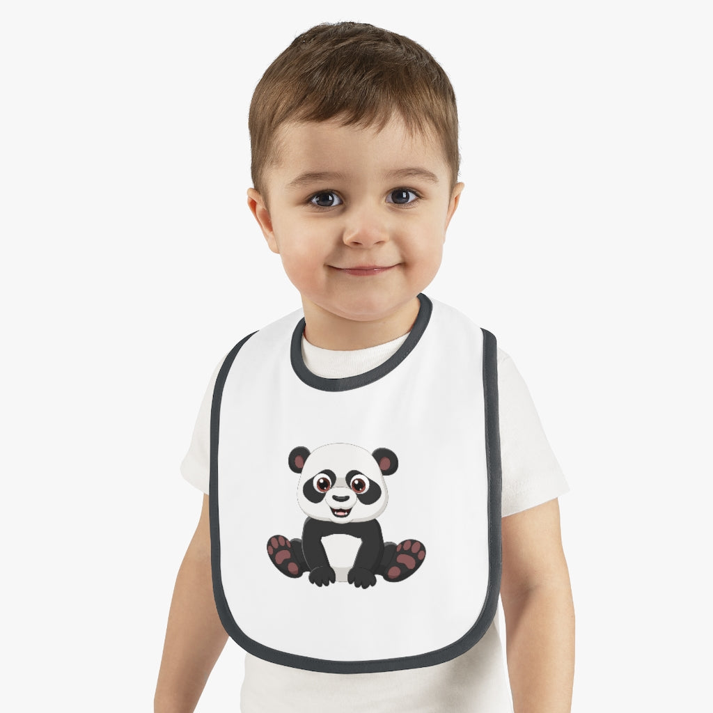 Baby Contrast Trim Jersey Bib Panda