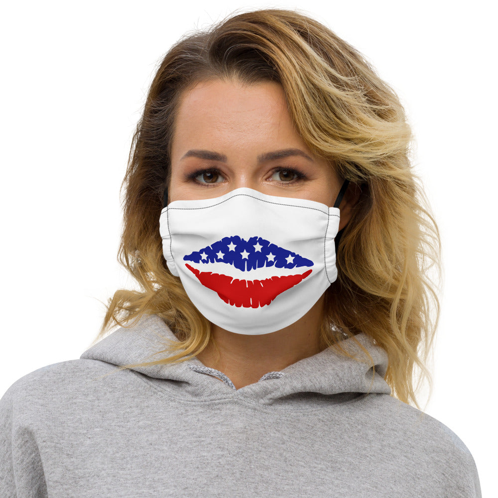 Lips - Red White and Blue Lips - Premium face mask