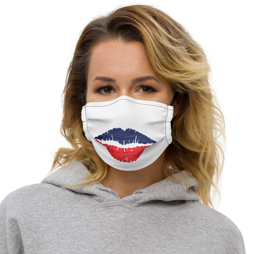 Lips - Red White and Blue Lips 1 - Premium face mask