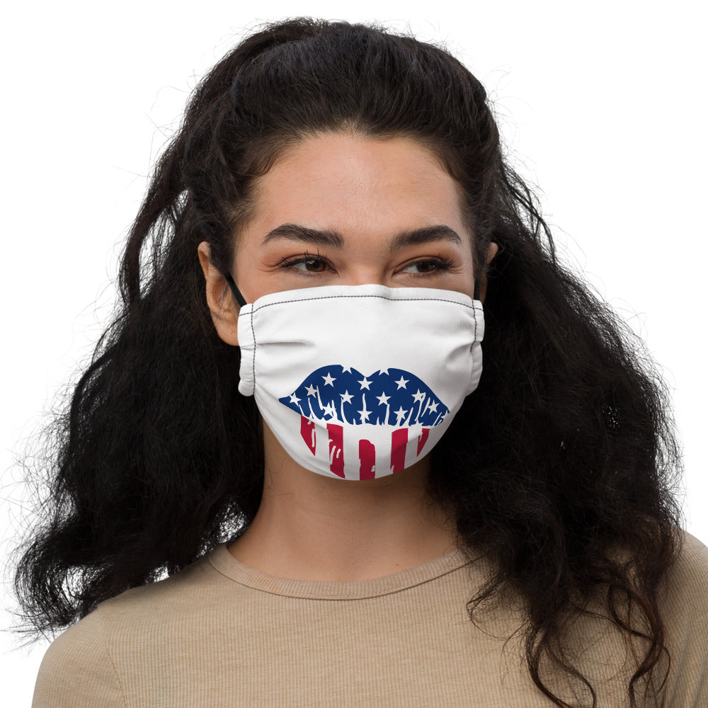 Lips - Red White and Blue Premium face mask