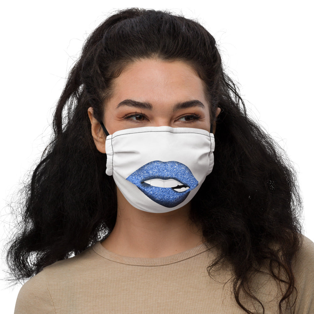 Glitter Lip Blue - Premium Face Mask