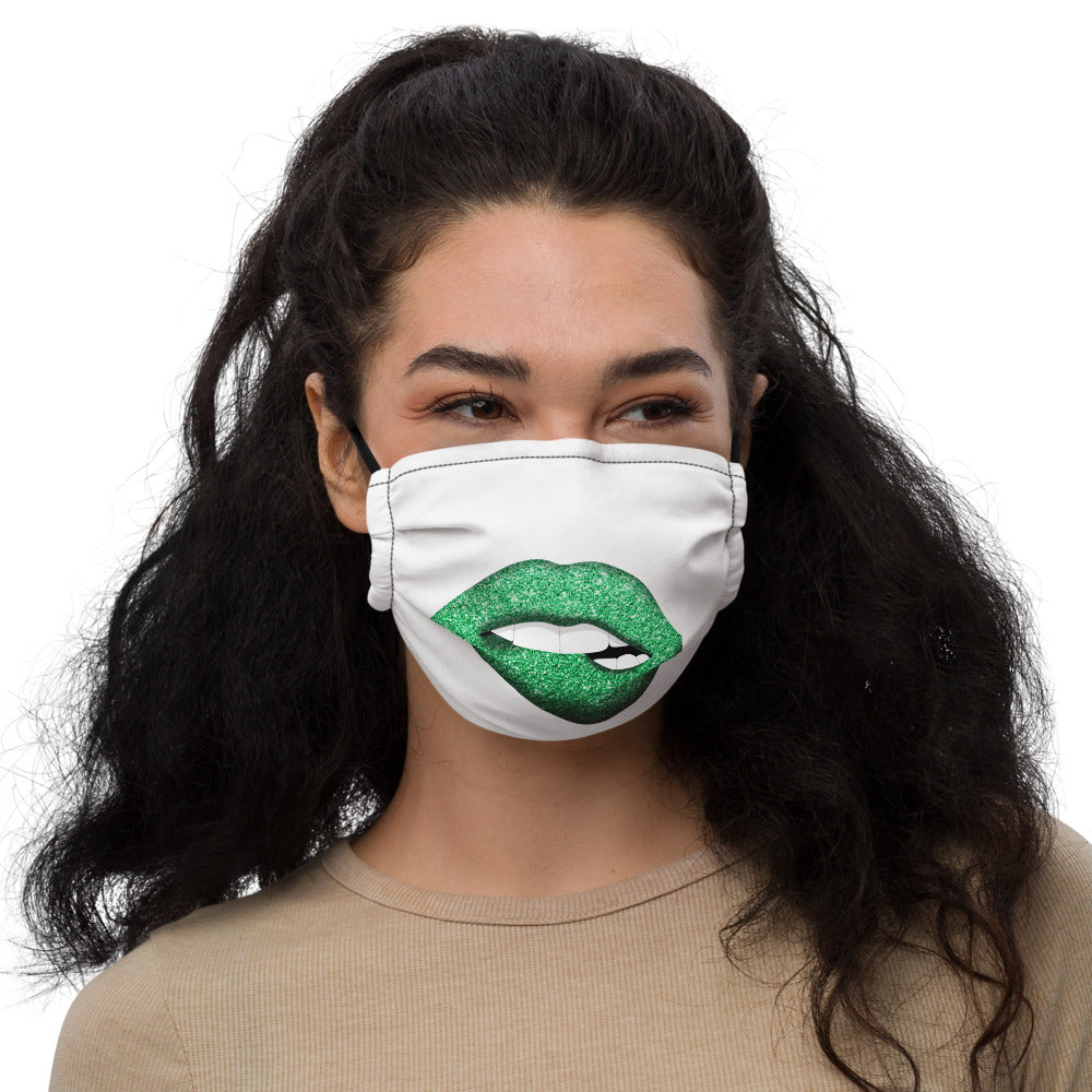 Glitter Lip Green - Premium face mask