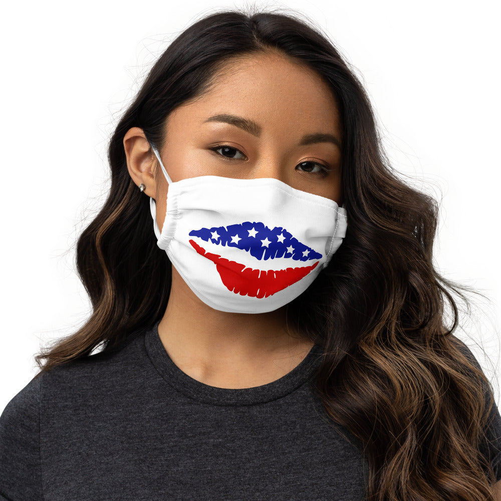 Lips - Red White and Blue Puffy Lip - Premium face mask